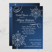 スノーフレークブルーブライダルシャワー 招待状 (正面/裏面)