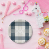 スノーフレークブループレイドウィンターホリデークリスマス ペーパープレート (パーティー)