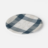 スノーフレークブループレイドウィンターホリデークリスマス ペーパープレート (アングル)