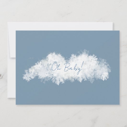 スノーフレークブルーベビー屋外シャワーが冷たい 招待状 (裏面)