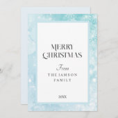 スノーフレークブルーメリークリスマスカード シーズンカード (正面/裏面)