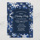 スノーフレークブルー企業のホリデーパーティー 招待状 (正面/裏面)