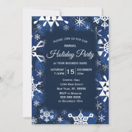 スノーフレークブルー企業のホリデーパーティー 招待状