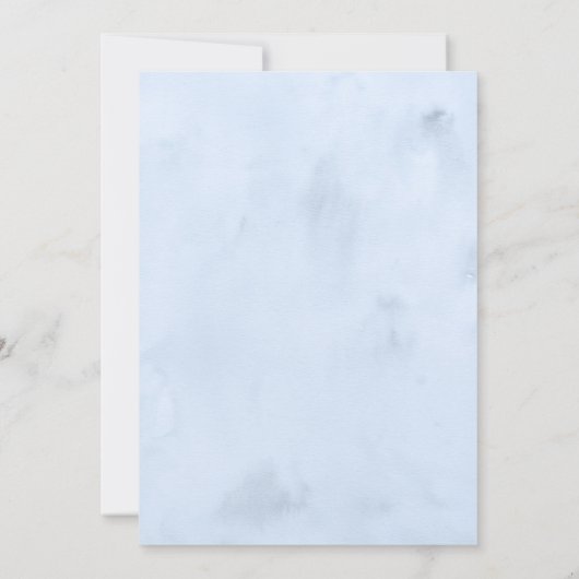 スノーフレークブルー&シルバーグリッターウィンターベビーシャワー 招待状 (裏面)