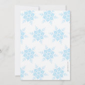 スノーフレークブルー&シルバーグリッター1日目の誕生日写真 招待状 (裏面)