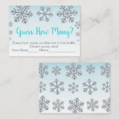 スノーフレークブルー&シルバー推測いくつシャワーゲーム プレイスカード (正面/裏面)