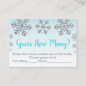 スノーフレークブルー&シルバー推測いくつシャワーゲーム プレイスカード (正面)