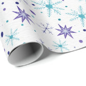 スノーフレークブルー&パープルギフトラッピング紙 ラッピングペーパー (ロールコーナー)