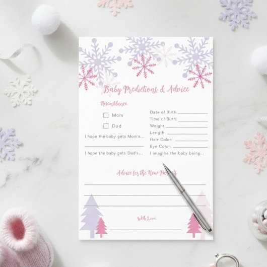 スノーフレークベイビーシャワーの冬の予測とアドバイス チラシ