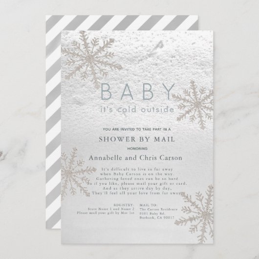 スノーフレークベビーその冷たいアウトサイドシャワーbyメール 招待状 (正面/裏面)
