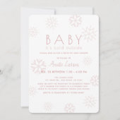 スノーフレークベビーその冷たいピンクのドライブバイベビーシャワー 招待状 (正面)