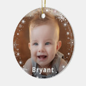 スノーフレークベビーフォト初めてのクリスマスズホリデー セラミックオーナメント (左)
