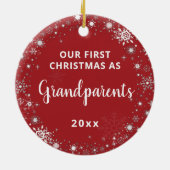 スノーフレークベビーフォト初めてのクリスマスズホリデー セラミックオーナメント (裏面)