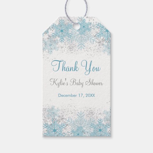 スノーフレークベビー冷たいアウトサイドシャワーギフトラベル ギフトタグ (正面)