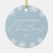 スノーフレークベビー初めてのクリスマス写真 セラミックオーナメント (正面)
