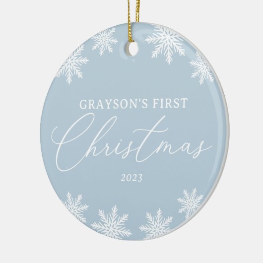 スノーフレークベビー初めてのクリスマス写真 セラミックオーナメント (左)