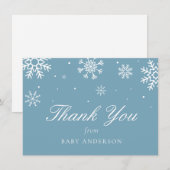スノーフレークベビー外は寒いありがとう サンキューカード (正面/裏面)
