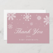 スノーフレークベビー外は寒いありがとう サンキューカード (正面/裏面)