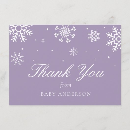スノーフレークベビー外は寒いありがとう サンキューカード (正面)