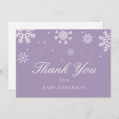 スノーフレークベビー外は寒いありがとう サンキューカード (正面/裏面)