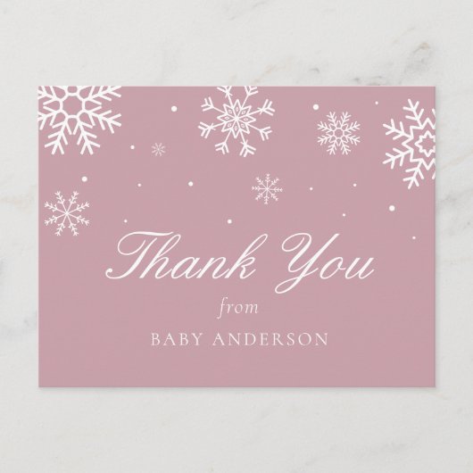 スノーフレークベビー外は寒いありがとう ポストカード (正面)