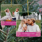 スノーフレークベリきらきら光るートレンディー2フォトクリスマス セラミックオーナメント