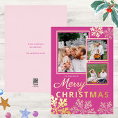 スノーフレークベリきらきら光るー3フォトコラージュ金ゴールド 箔シーズンカード