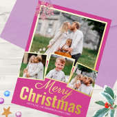 スノーフレークベリきらきら光るー4フォトコラージュ金ゴールド 箔シーズンカード