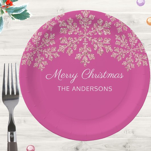 スノーフレークベリーきらきら光るお祝いクリスマス ペーパープレート