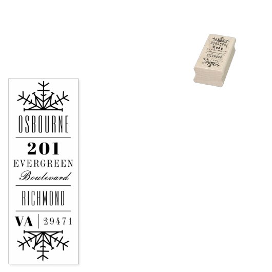 スノーフレークホリデイ差出人住所カスタム ラバースタンプ (押印)