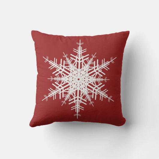 スノーフレークホリデークッションイン赤 クッション (裏面)