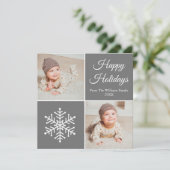 スノーフレークホリデークリスマスフォトカード シーズンカード (スタンド正面)