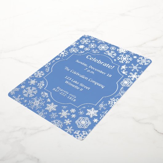 スノーフレークホリデーパーティー 箔招待状 (回転した状態)