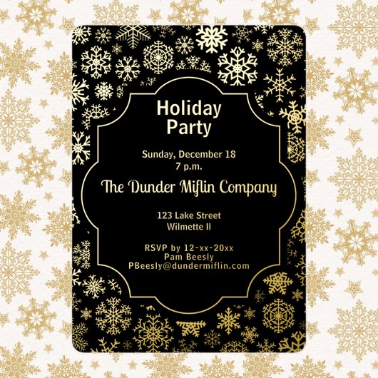 スノーフレークホリデーパーティー 箔招待状