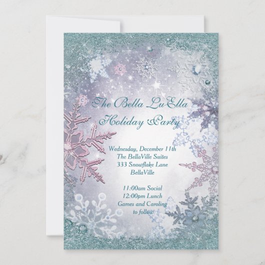 スノーフレークホリデーパーティ招待状 招待状 (正面)