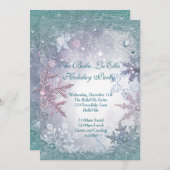 スノーフレークホリデーパーティ招待状 招待状 (正面/裏面)