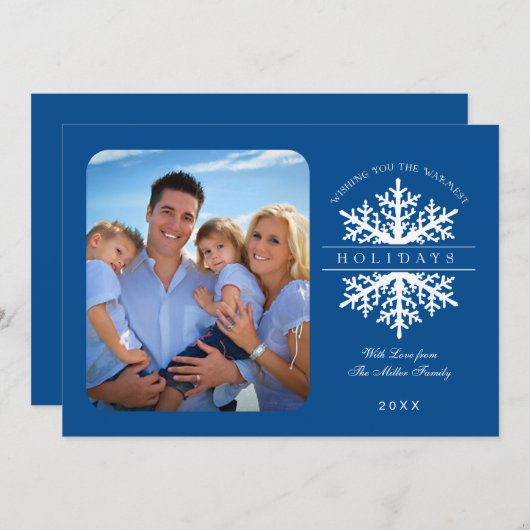 スノーフレークホリデーフォトカード 招待状 (正面/裏面)
