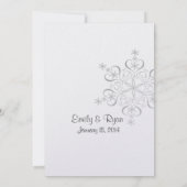 スノーフレークホワイトエレガンスウィンターウェディング 招待状 (裏面)