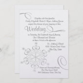 スノーフレークホワイトエレガンスウィンターウェディング 招待状 (正面/裏面)