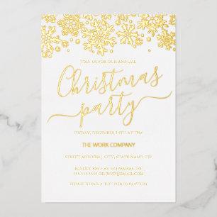 スノーフレークホワイト金ゴールド企業のクリスマスパーティー 箔招待状