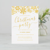 スノーフレークホワイト金ゴールド企業のクリスマスパーティー 箔招待状 (立ち正面)