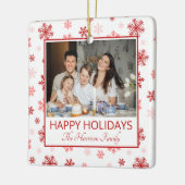 スノーフレークホワイト2写真ハッピーホリデーズファミリー セラミックオーナメント (左)