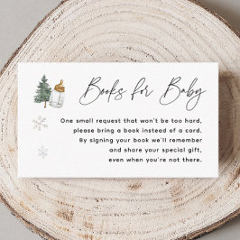 スノーフレークマウンテン冬の赤ちゃんシャワーブックリクエスト エンクロージャーカード