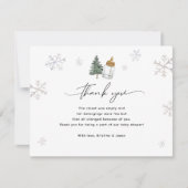 スノーフレークマウンテン冬の赤ちゃんシャワー サンキューカード (正面)