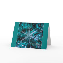 スノーフレークマクロフォトハッピーホリデーズカード
