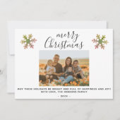 スノーフレークメリークリスマススクリプト家族の写真 シーズンカード (正面)