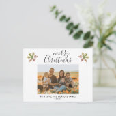 スノーフレークメリークリスマススクリプト家族の写真 シーズンポストカード (スタンド正面)