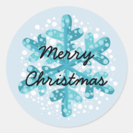 スノーフレークメリークリスマスステッカースタイル1 ラウンドシール