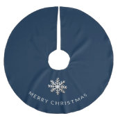 スノーフレークメリークリスマスツリースカート ブラッシュドポリエステルツリースカート (正面)