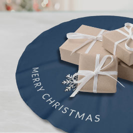 スノーフレークメリークリスマスツリースカート ブラッシュドポリエステルツリースカート